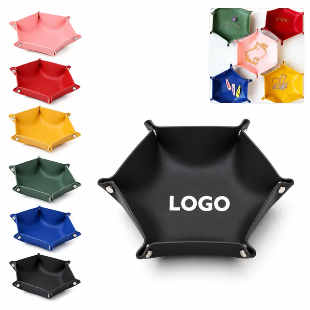 Customizable Hexagonal PU Leather Dice Tray