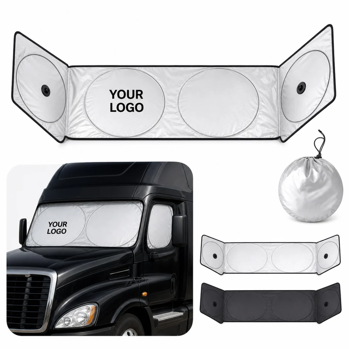 Custom Reflective Silver Truck Sunshade Cover