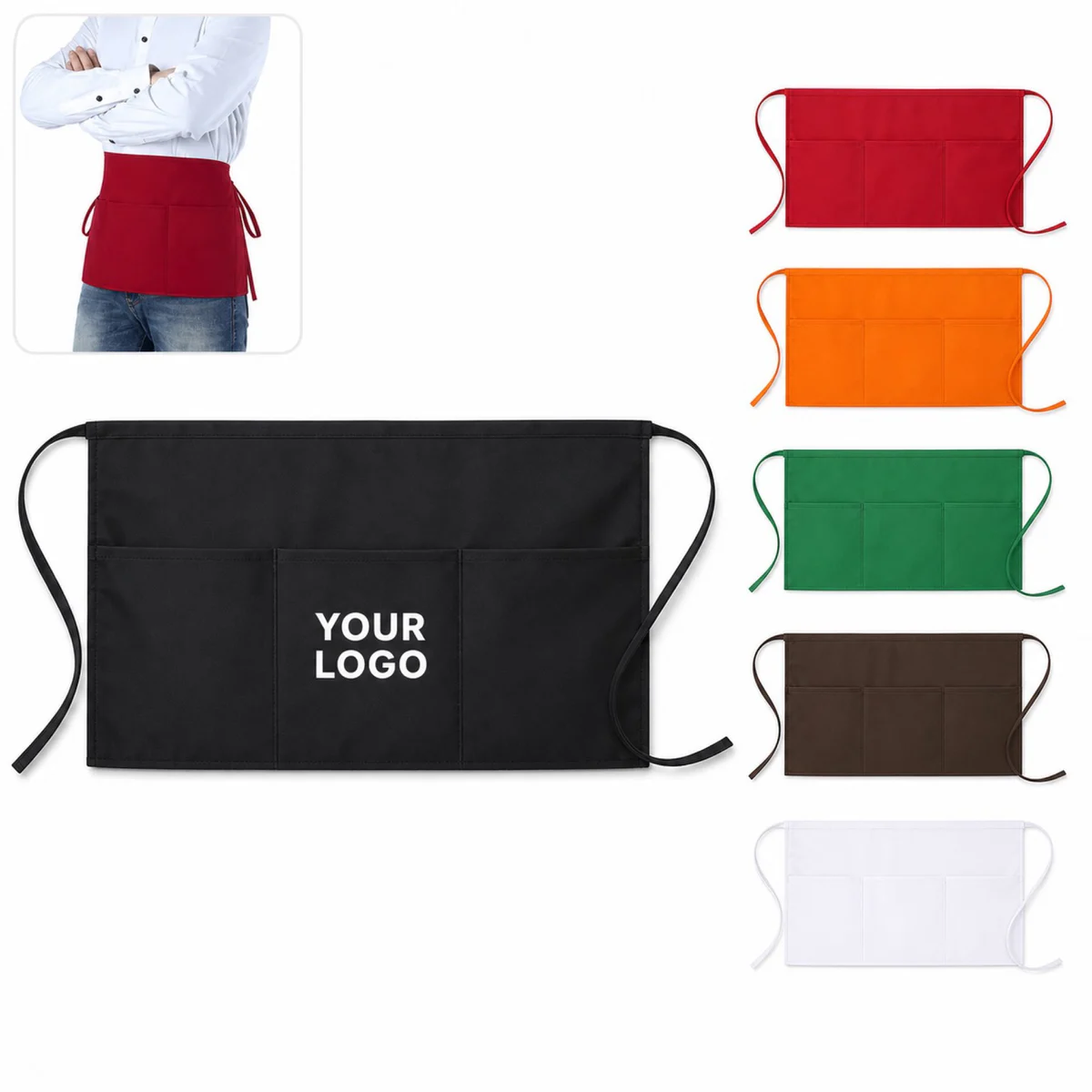 3 Pocket Waterdrop Polyester Half Apron