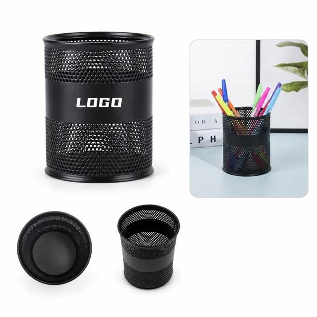 Minimalist Round Iron Pen Holder for Office Desk Organization