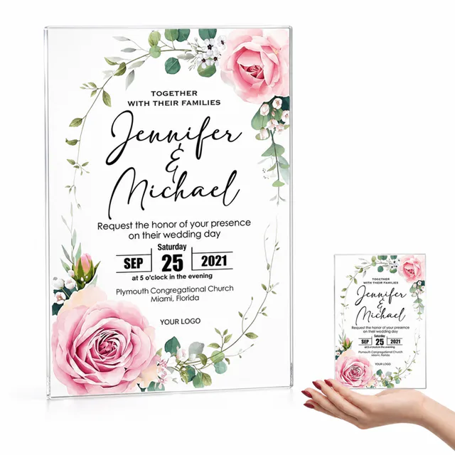Custom Acrylic Wedding Invitation Cards 5x7 Inch