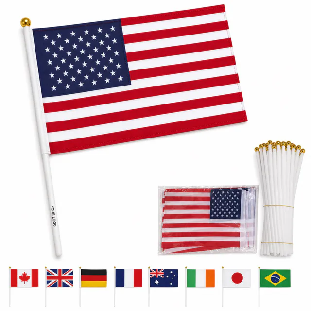 Stars Stripes Polyester Hand Flag 5.5 x 8.3 Inch