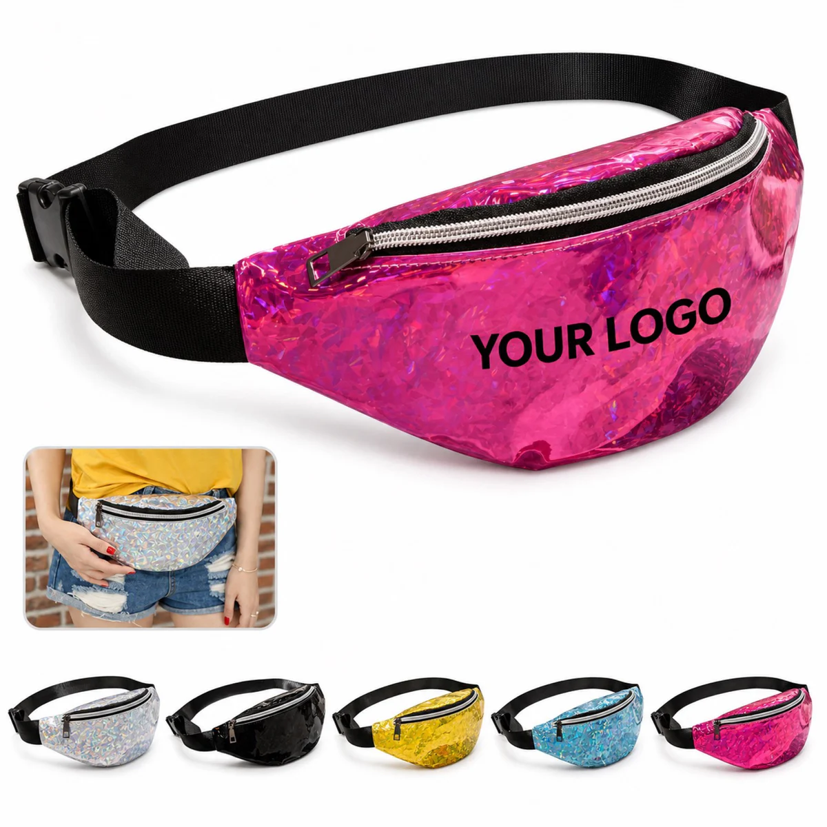 Shiny Holographic Waist Pack For Promotional Events