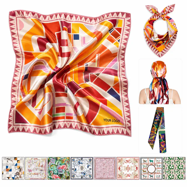 Custom Printed Satin Square Scarf For Promotional Gifts