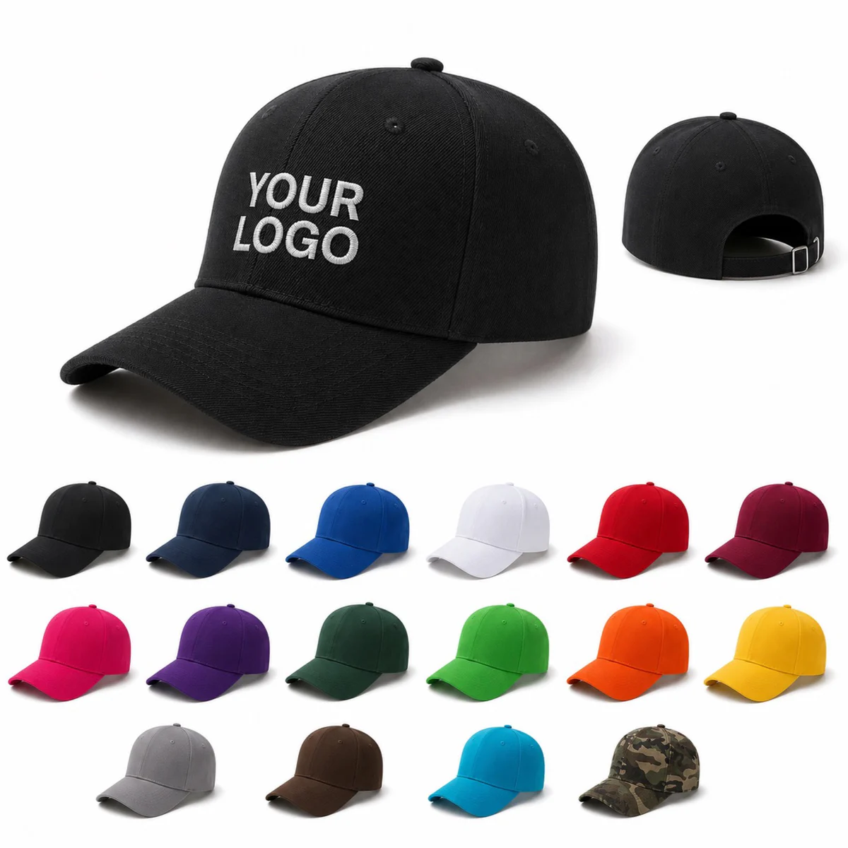 Washed Cotton Baseball Cap For Custom Embroidery And Silkscreen Printing
