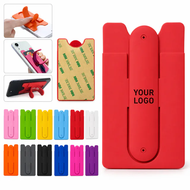 Silicone Phone Wallet Card Holder With Kickstand