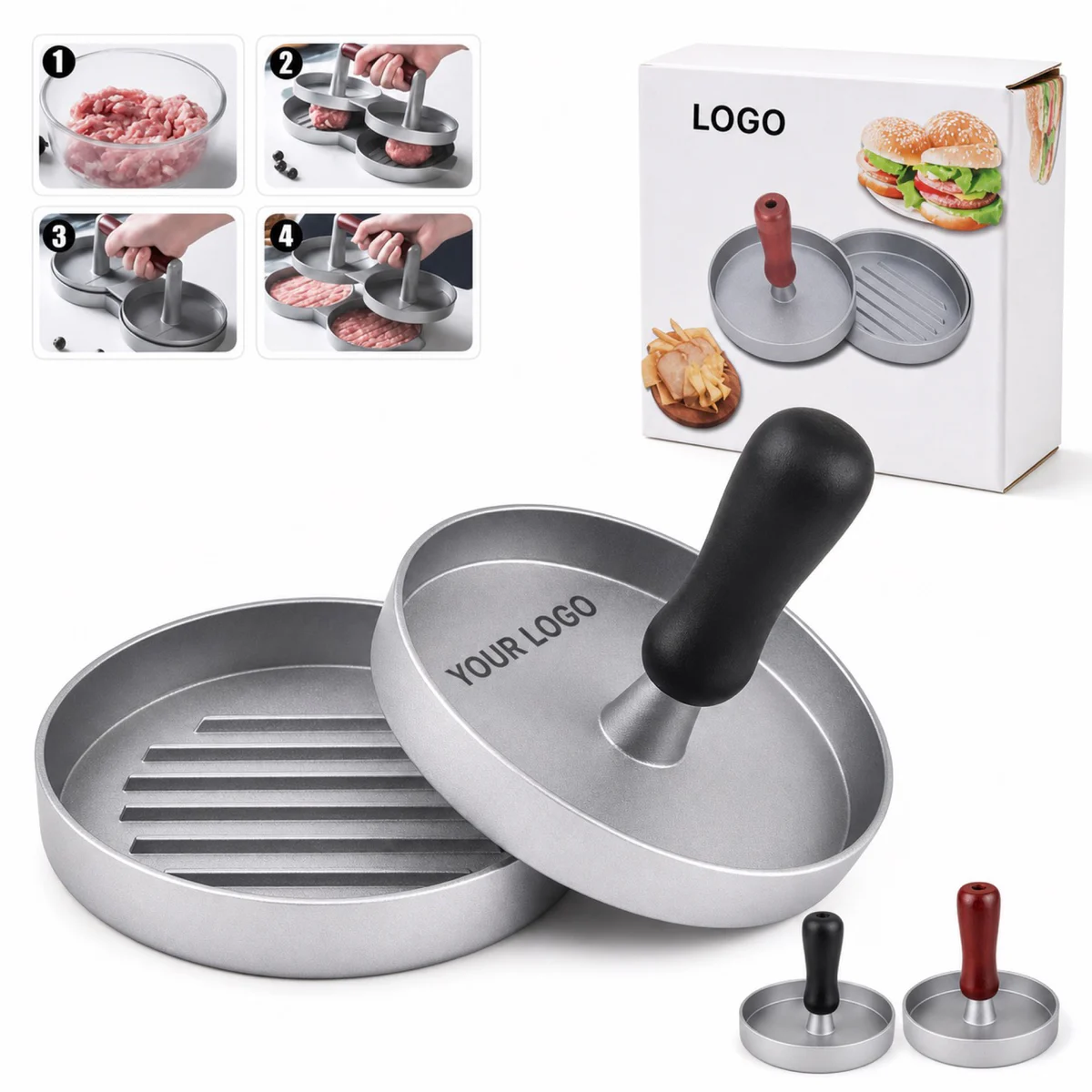 Round Aluminum Hamburger Press