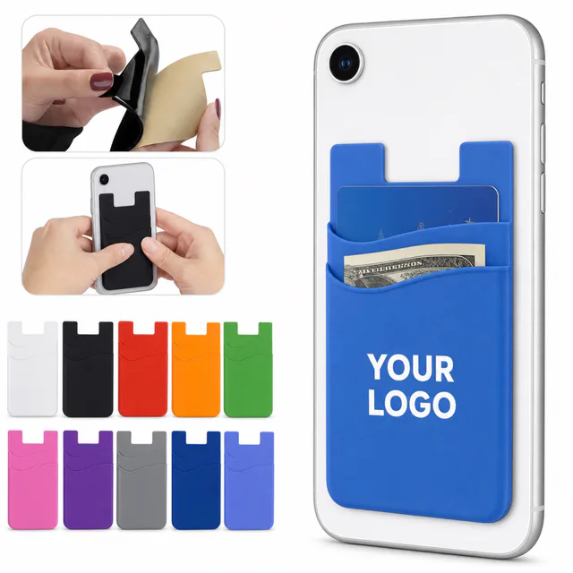 Silicone Phone Card Holder With Dual Pockets For Custom Logo