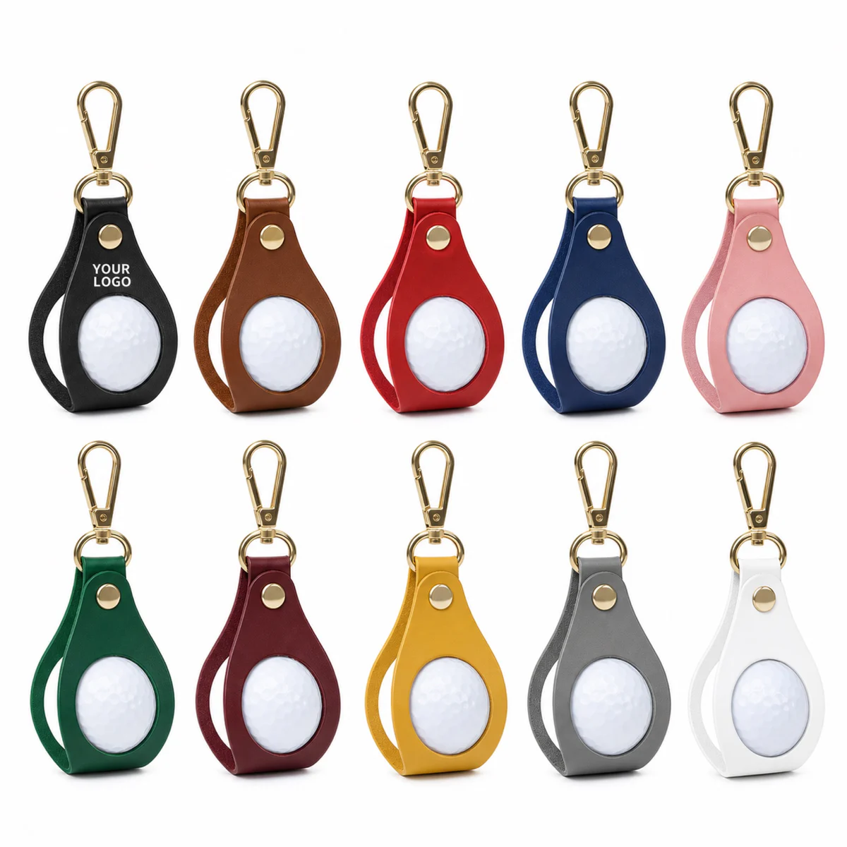 Leather Golf Ball Pouch With Zinc Alloy Clip