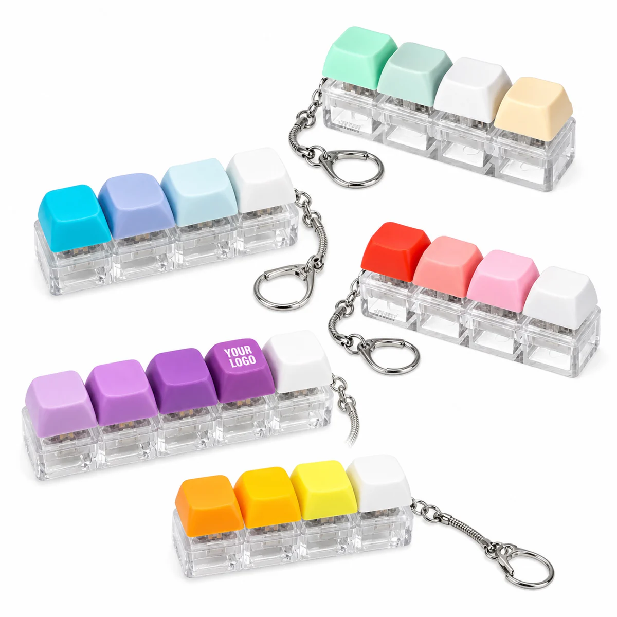 4-Key Mechanical Keyboard Fidget Toy Keychain