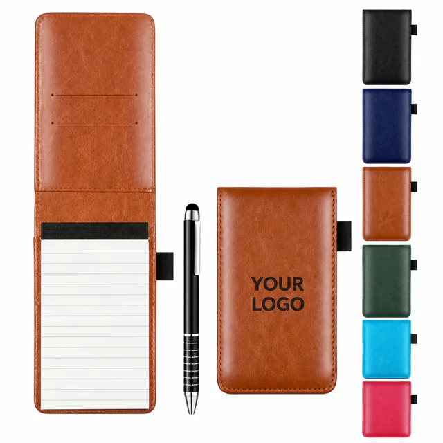 Pocket Leather Notepad Holder With Stylus Ballpoint Pen