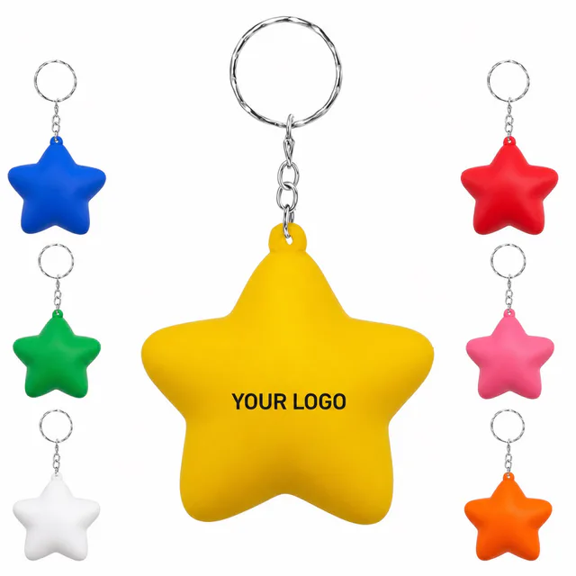 Star-Shaped PU Foam Stress Relief Squeeze Keychain