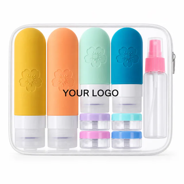 Refillable Leakproof Silicone Travel Toiletry Bottle Kit
