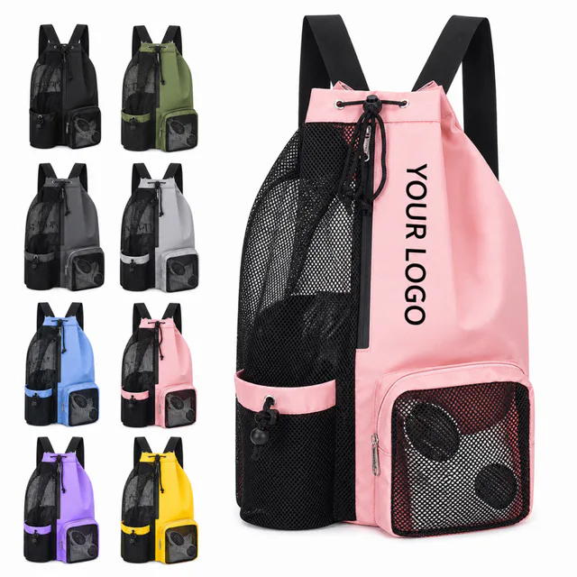 Waterproof Mesh Drawstring Backpack With Wet Compartment