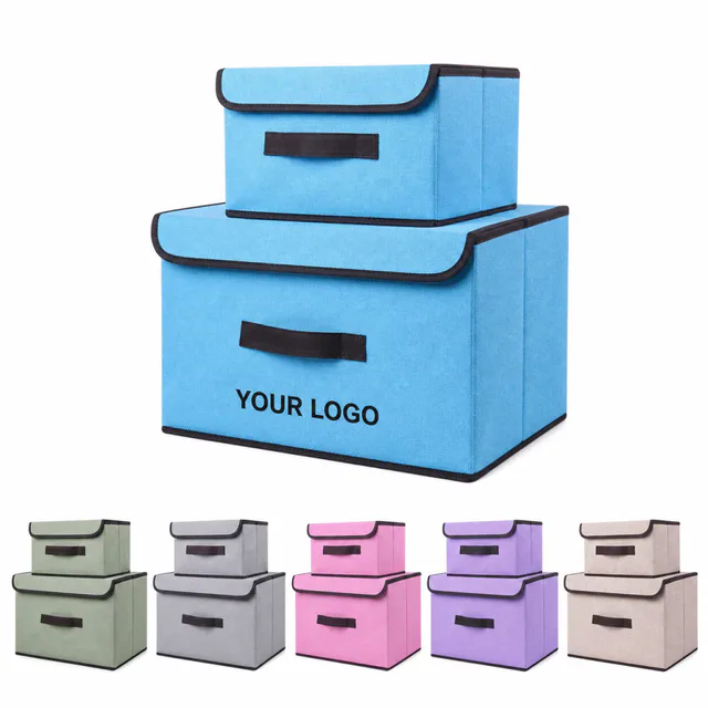 Foldable Non-Woven Fabric Storage Bin With Flip Cover