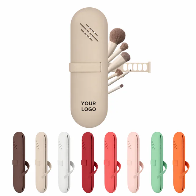Silicone Travel Makeup Brush Holder With Nylon Strap