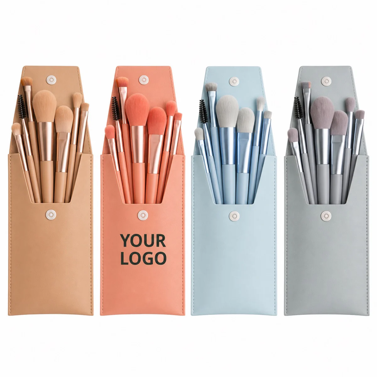 8-Piece Travel Makeup Brush Set With Fabric Bag