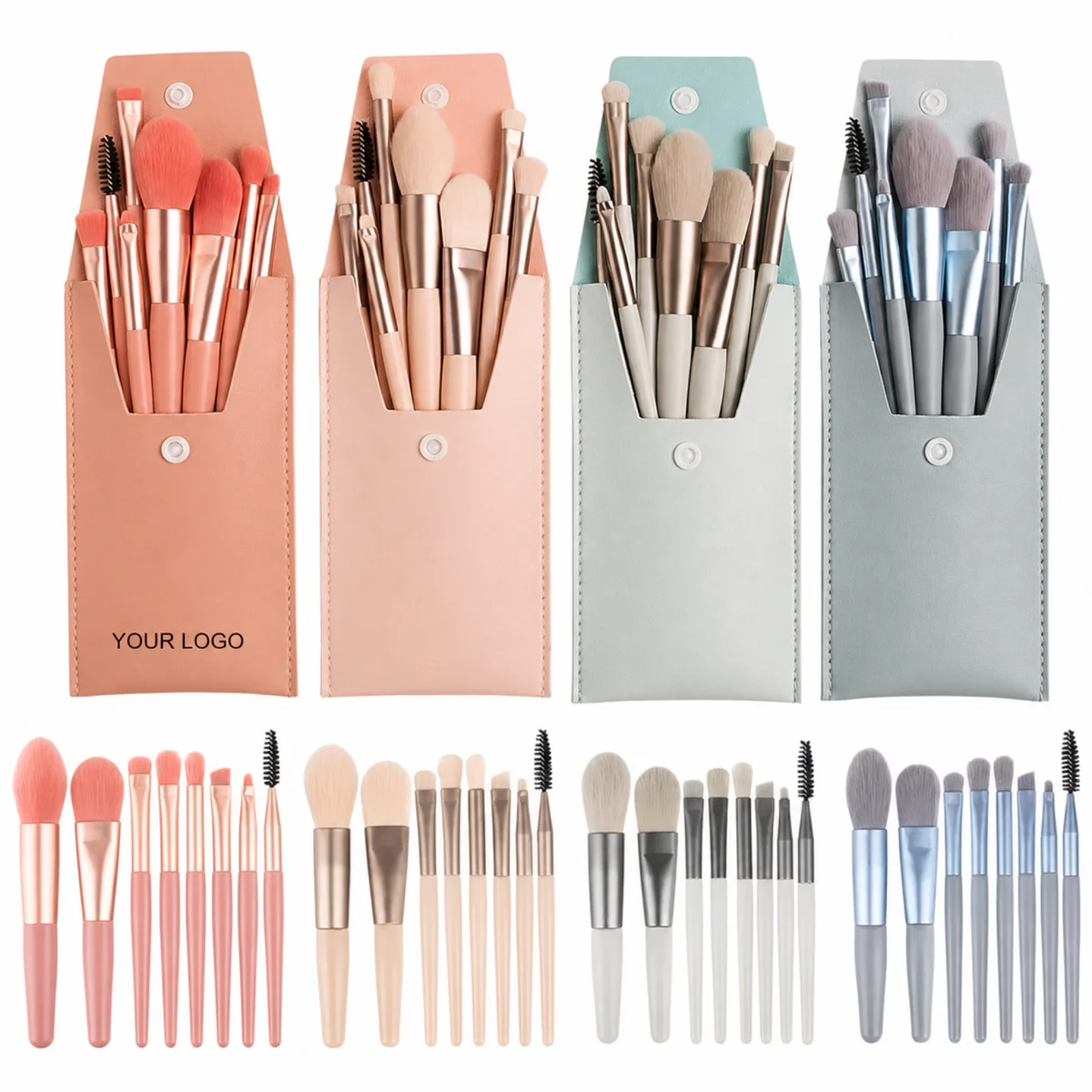 8 Pcs Synthetic Makeup Brush Set For Foundation And Eye Shadows