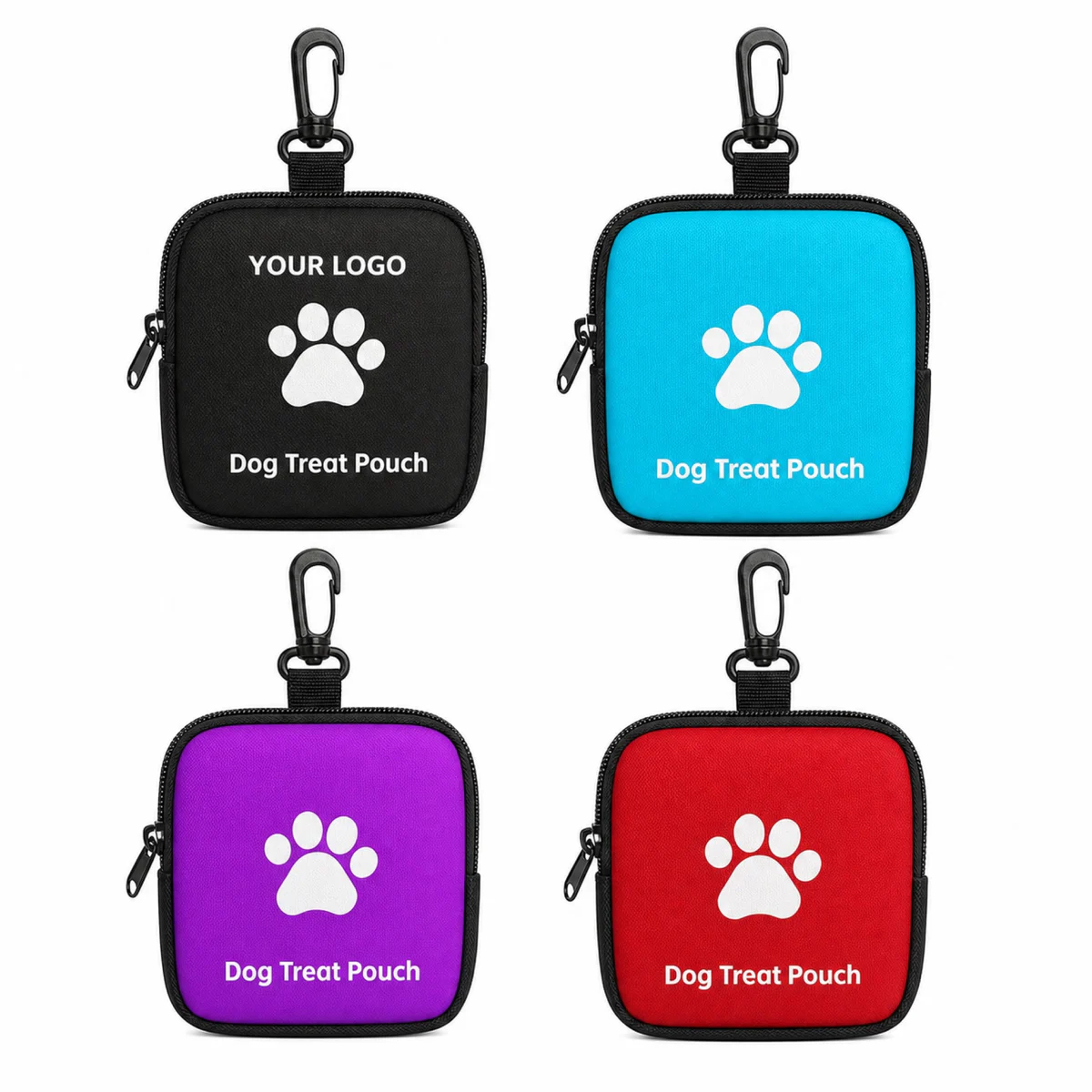 Square Pet Treat Pouch With Carabiner Clip For Training
