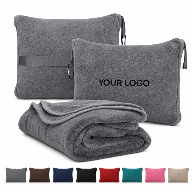 Plush Travel Blanket With Pillow And Backpack Clip