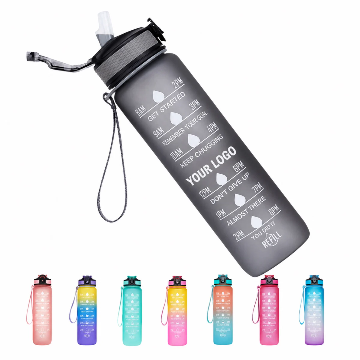 32 Oz Tritan Motivational Water Bottle With Time Marker