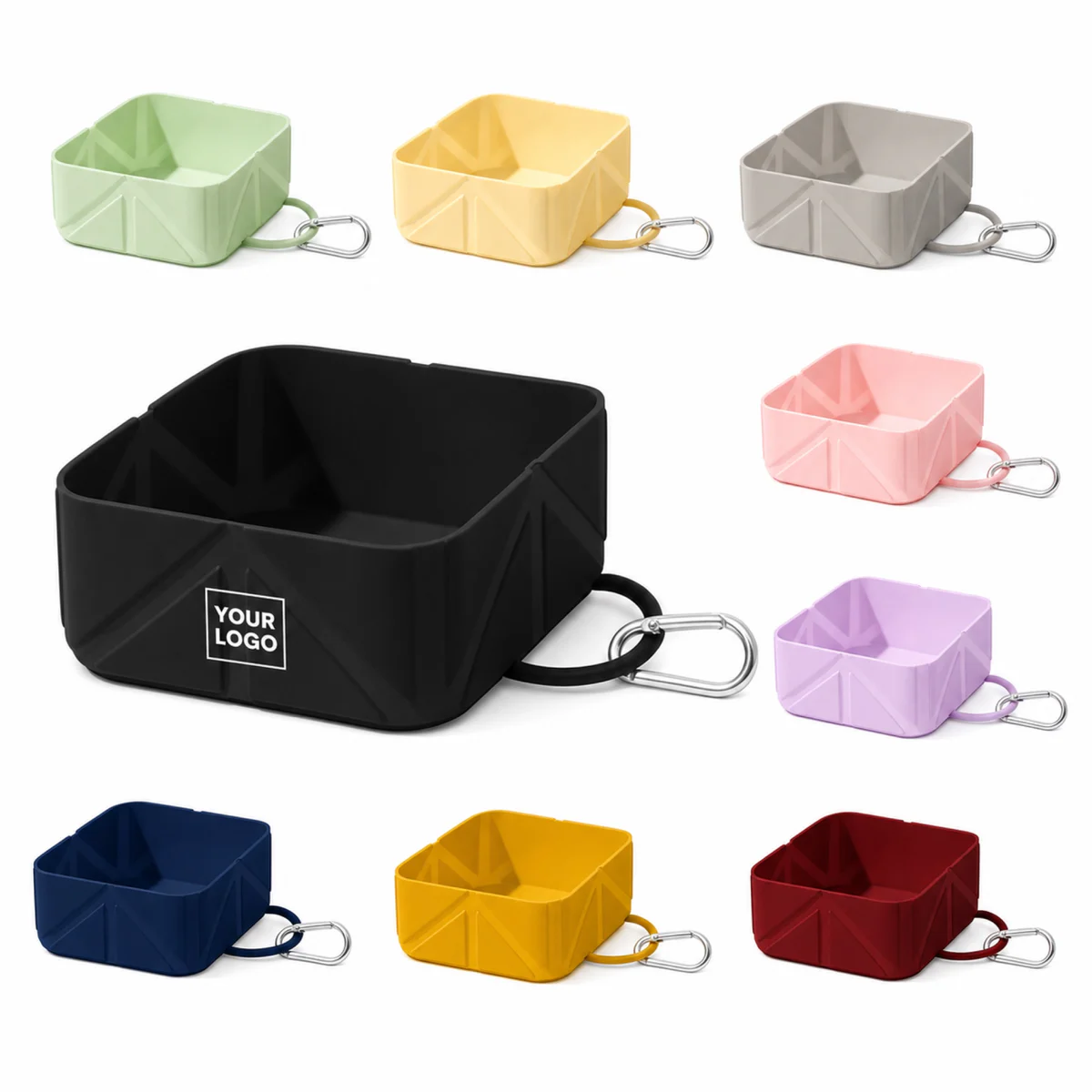 Collapsible Silicone Pet Travel Bowl With Carabiner Clip