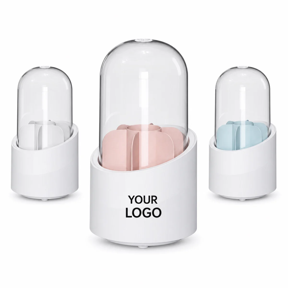 Rotating Acrylic Makeup Brush Holder With Lid