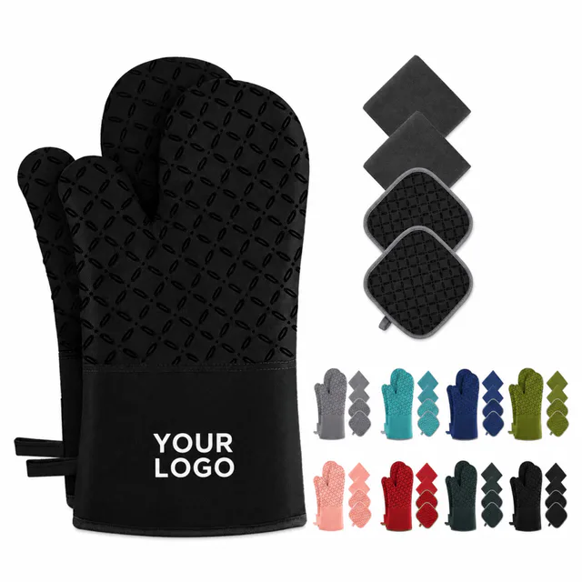 6 Piece Silicone Oven Mitts And Pot Holders Set