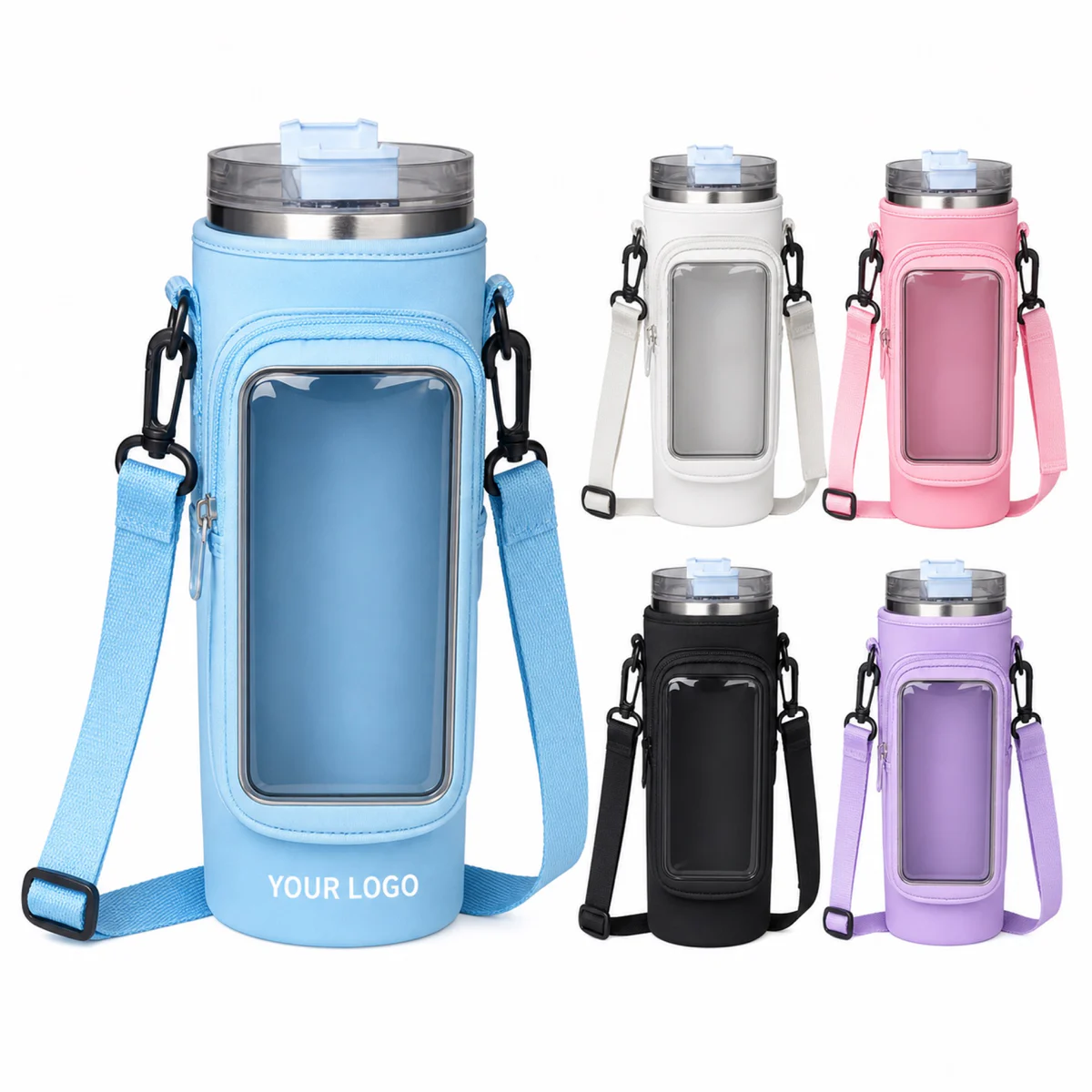 Neoprene Crossbody Water Bottle Holder For 40 Oz Tumbler