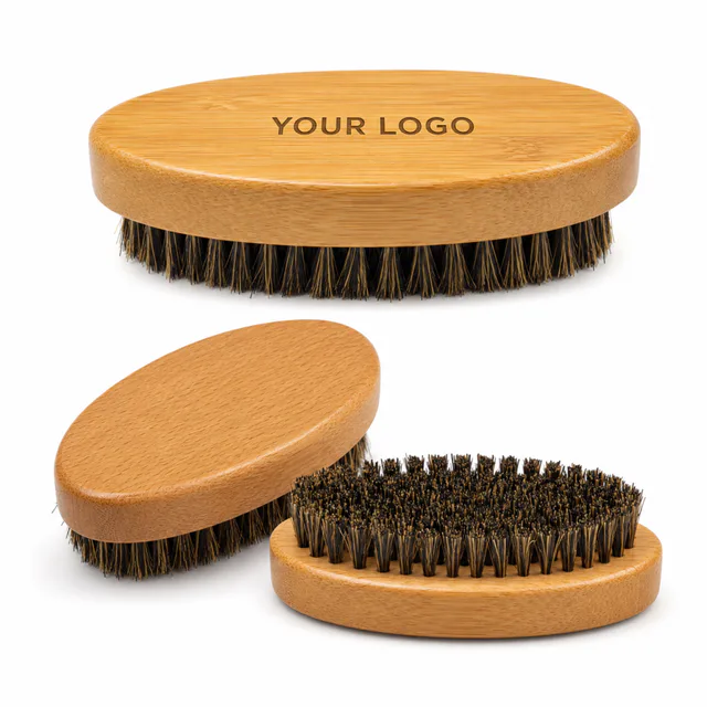 Wood Bamboo Beard Brush With Natural Boar Bristles