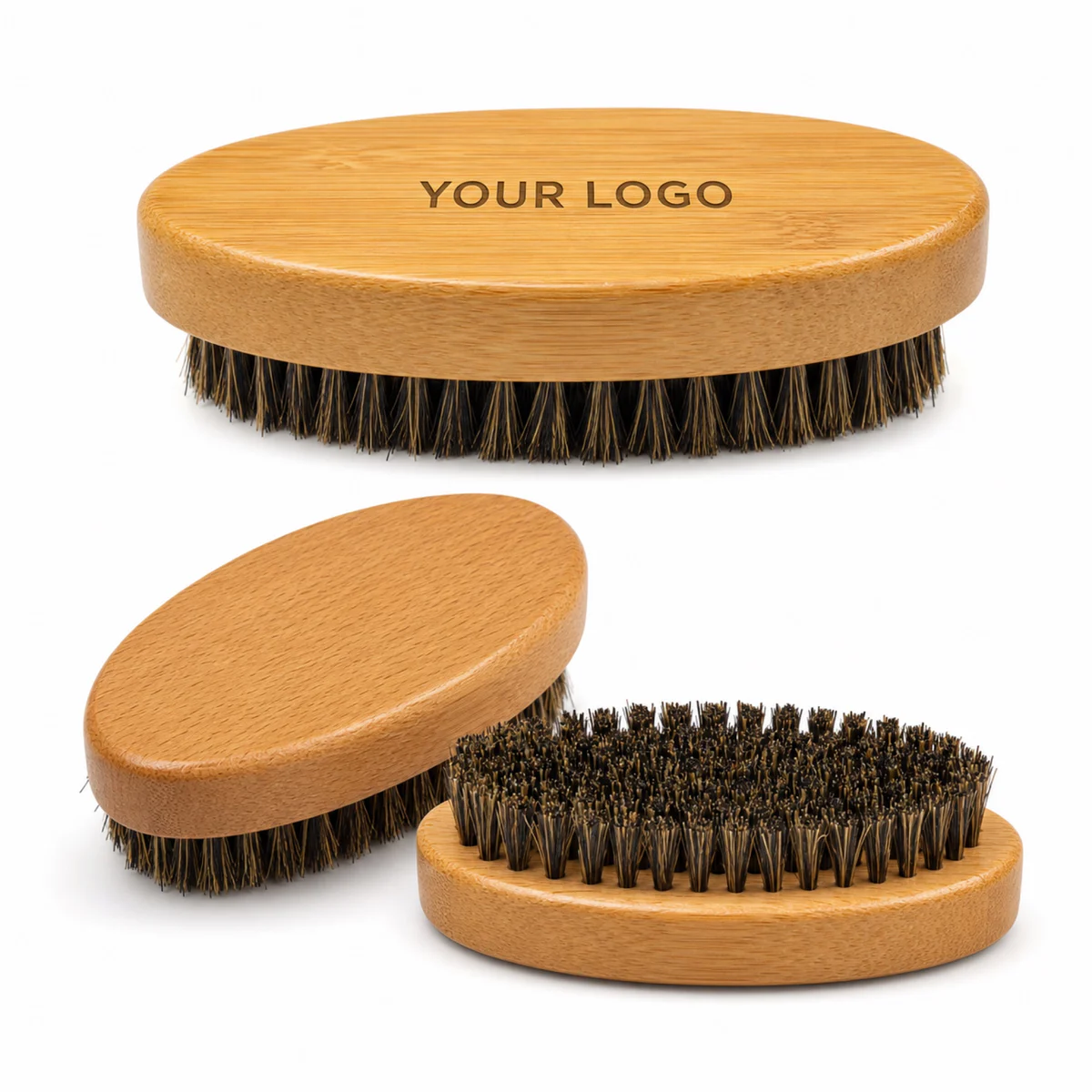 Wood Bamboo Beard Brush With Natural Boar Bristles