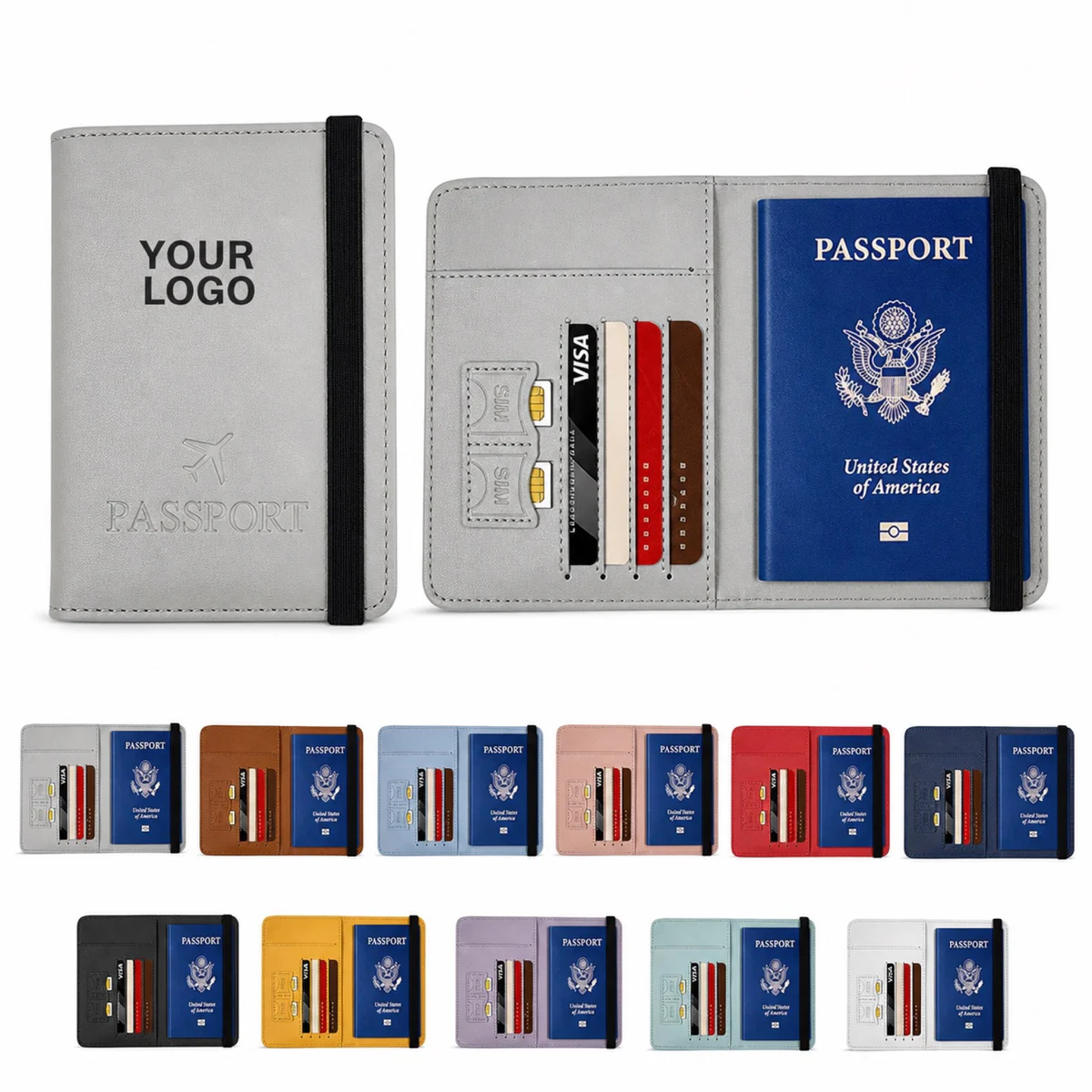 Custom PU Leather Passport Holder Wallet
