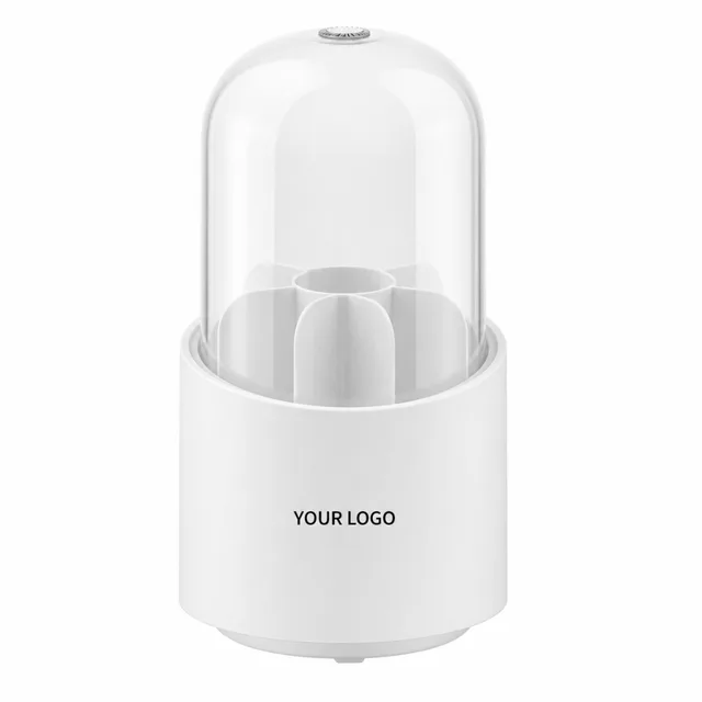 Rotating Makeup Brush Holder With Dustproof Lid