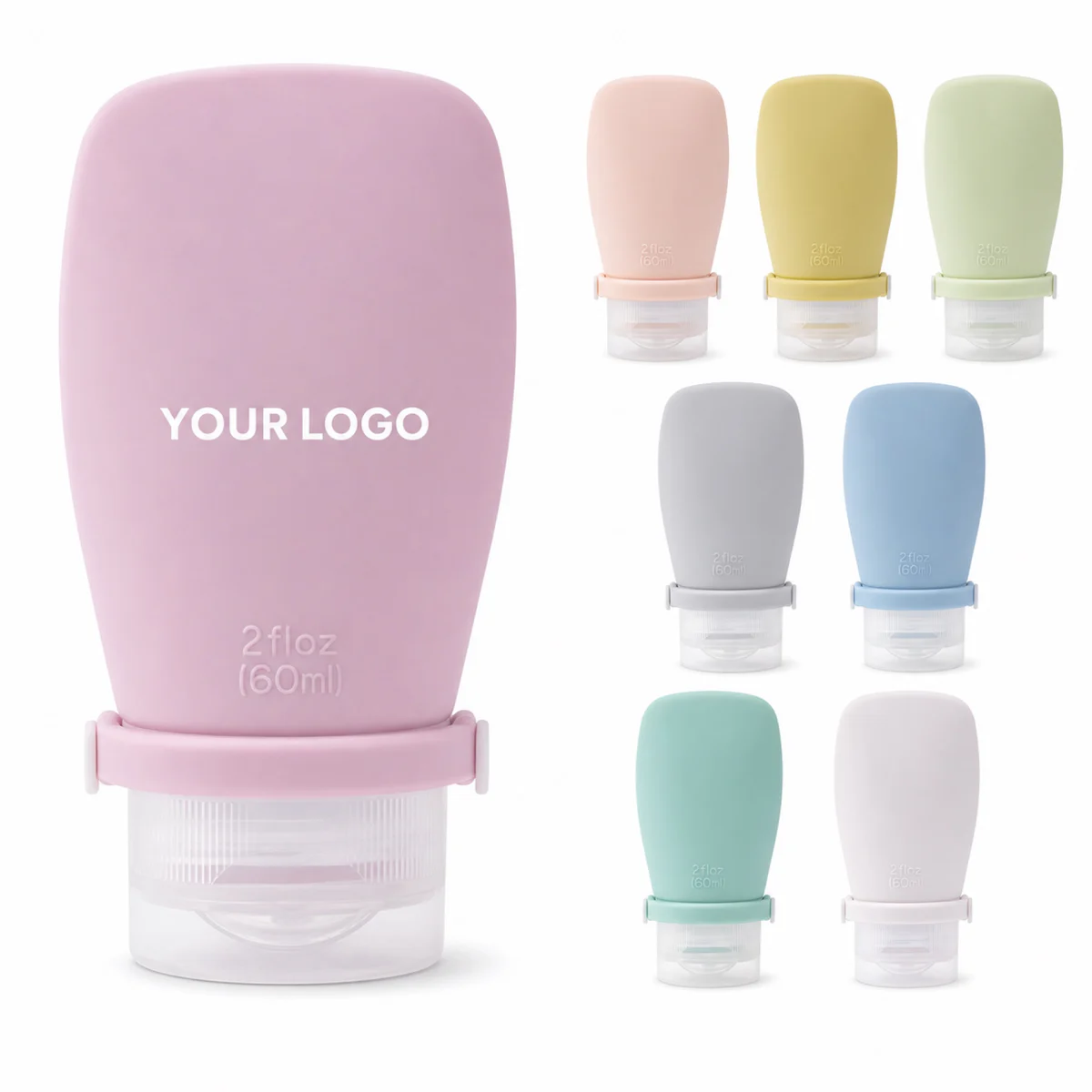2 Oz Silicone Travel Cosmetic Bottle Set