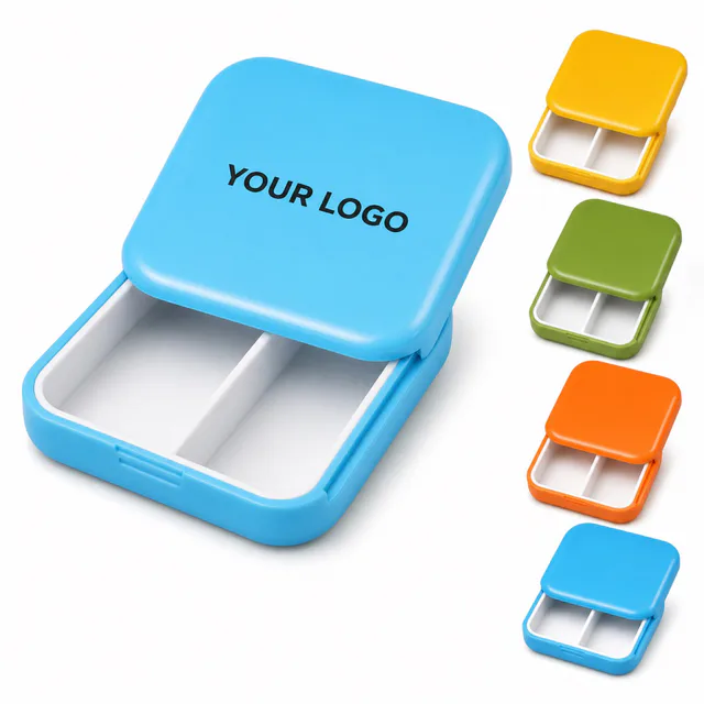 2 Compartments Daily Pill Organizer ABS Plastic