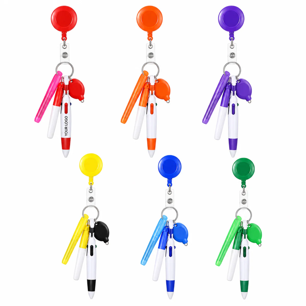 Nurse Badge Reel Pen Set With Highlighter Keychain Flashlight