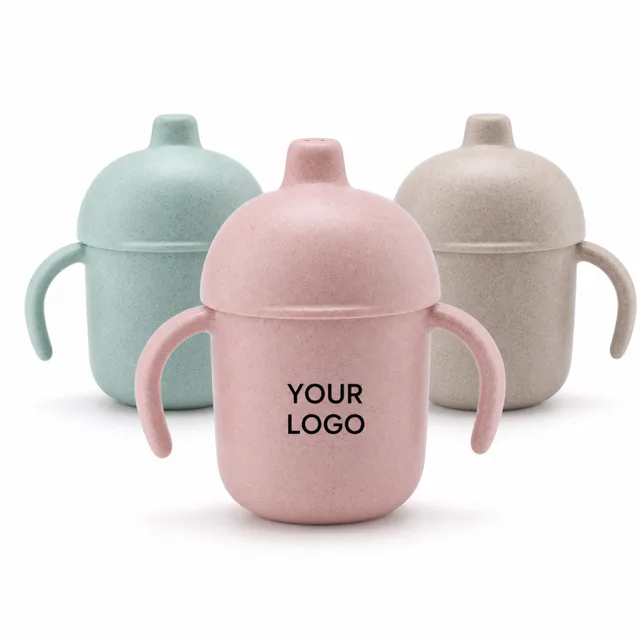 Wheat Fiber Kids Sippy Cup Straw Bottle Handles