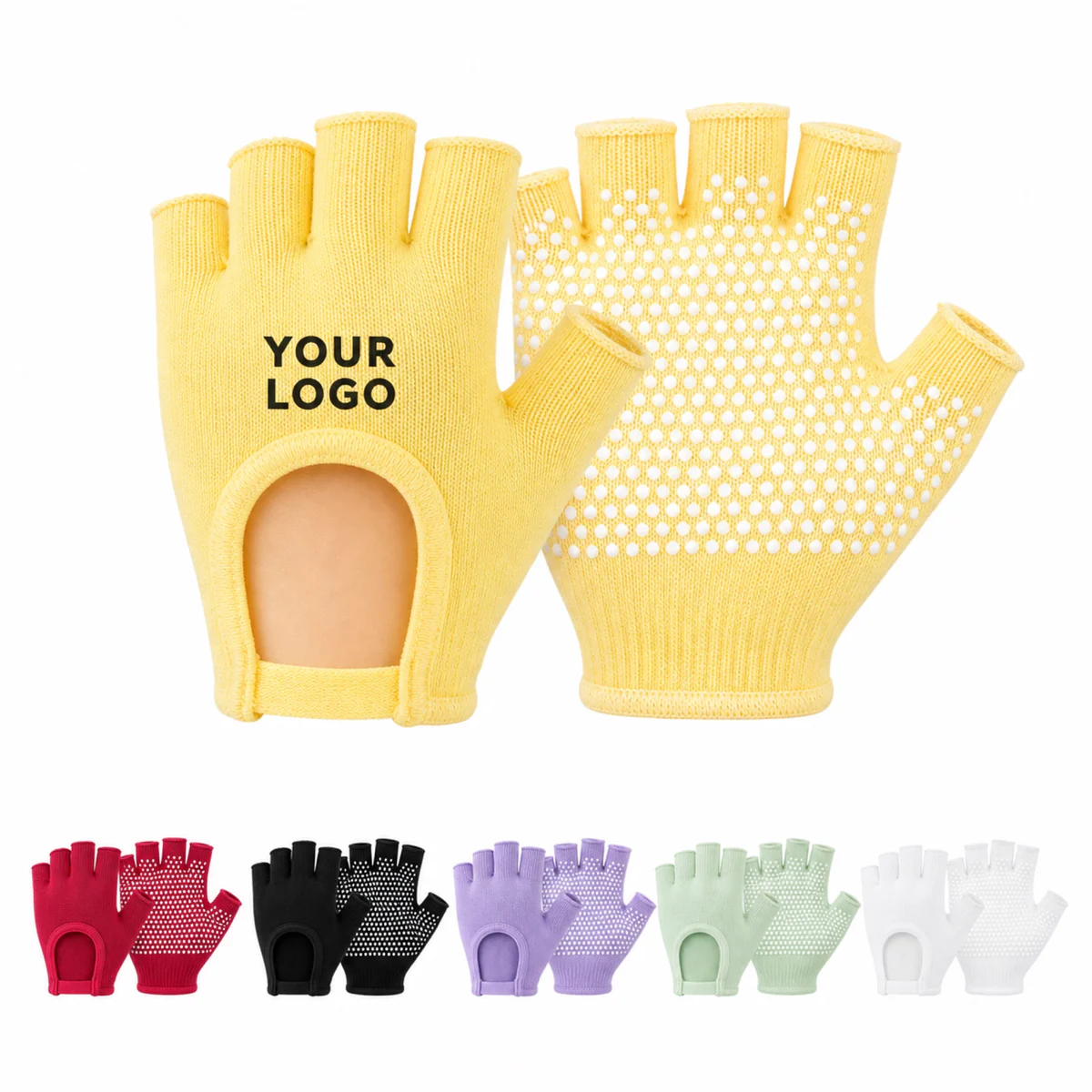 Custom Silica Grip Fingerless Yoga Gloves