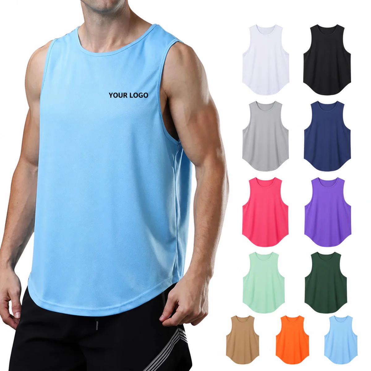 Marathon Workout Tank Top Breathable Polyester Gym Shirt