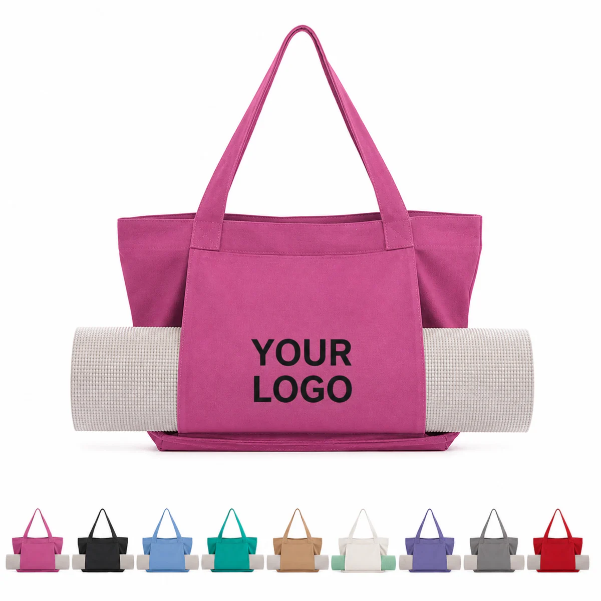 Cotton Canvas Yoga Mat Tote Bag With Side Sleeve