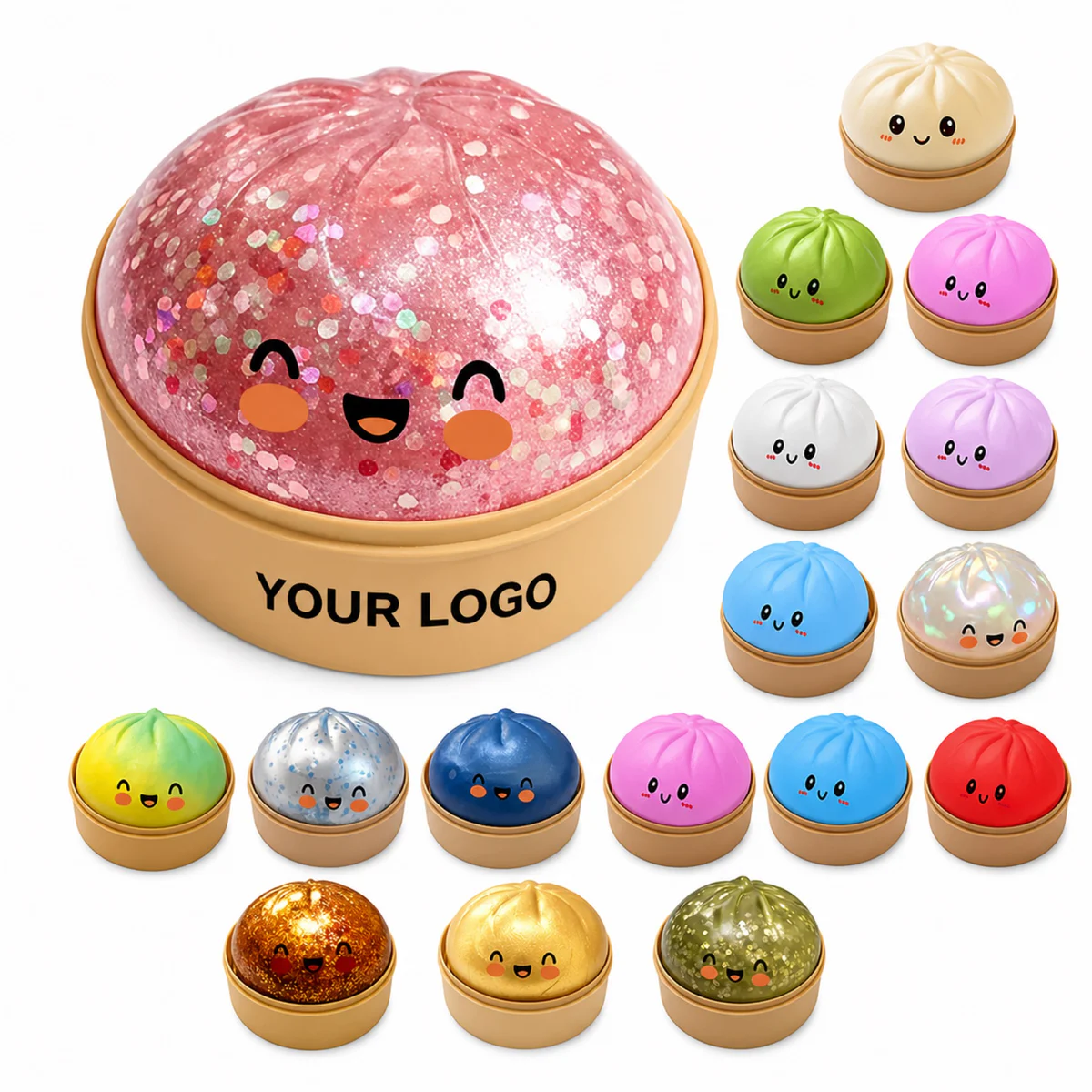 Dumpling Squishy Toy With Bamboo Steamer Box