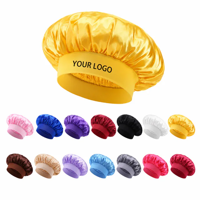Wide Brim Elastic Shower Cap Waterproof Polyester
