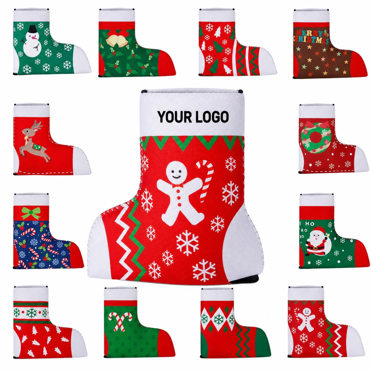 Christmas Boot Shape Neoprene Cup Sleeve Customizable