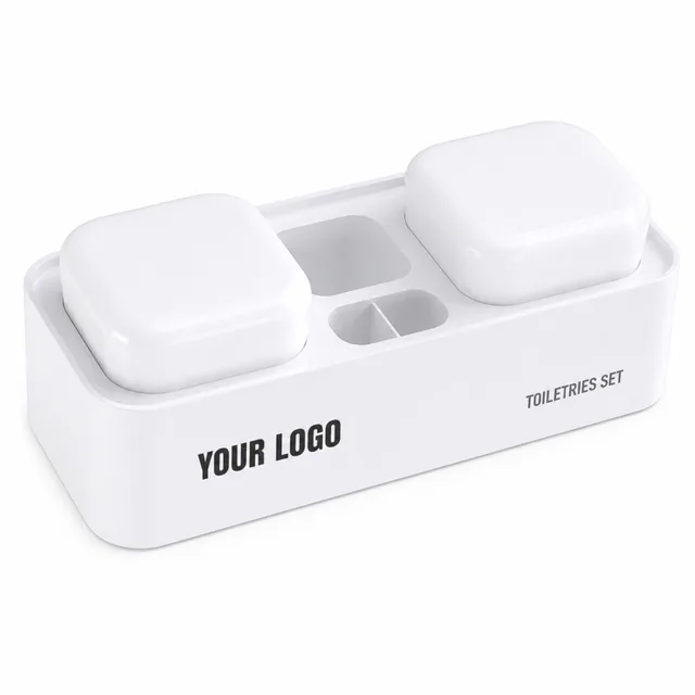 Wall Mounted Plastic Toothbrush Holder With Mouthwash Cups