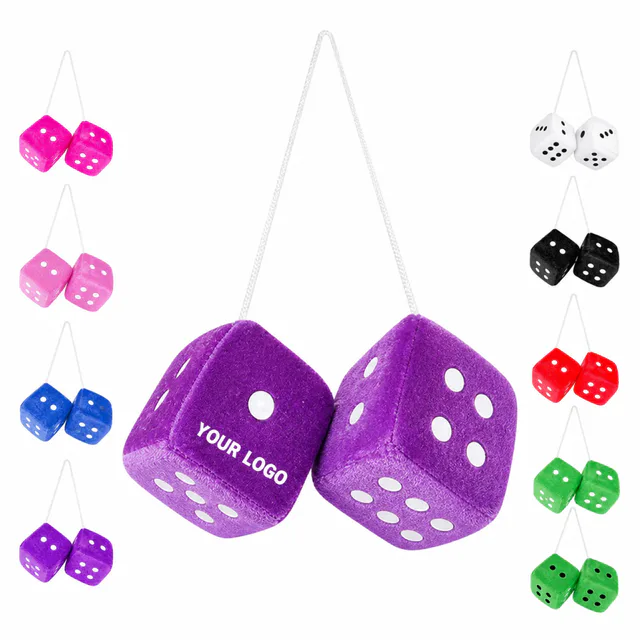 Soft Plush Fuzzy Dice Hanging Car Mirror Ornament