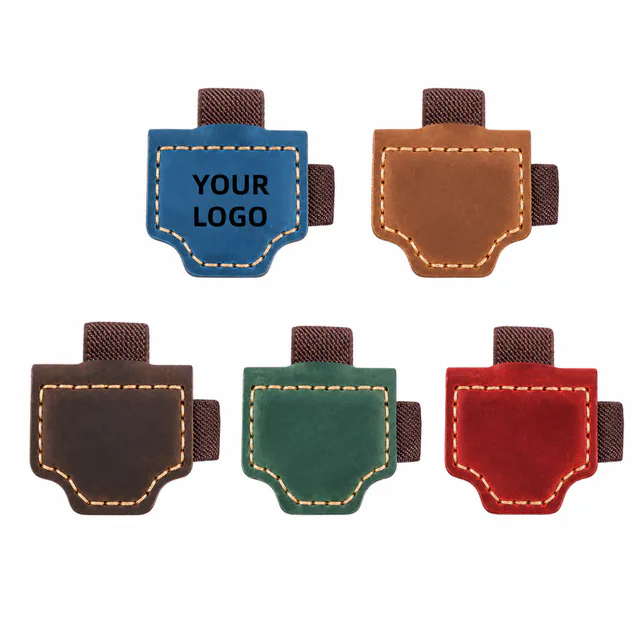 Custom Magnetic Bookmark With Pen Holder PU Leather