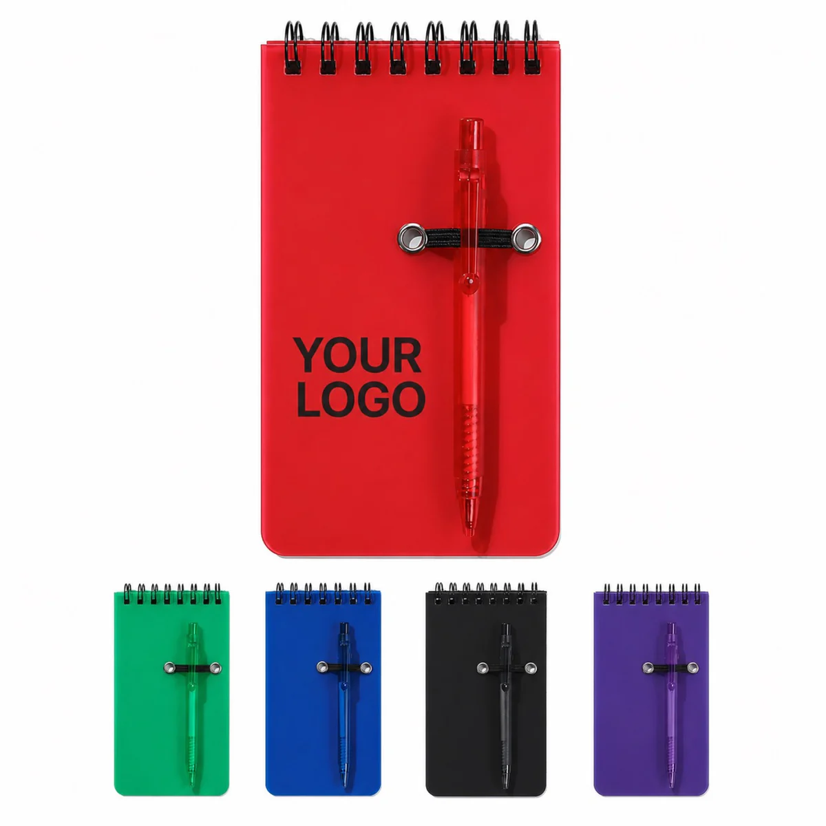 Elastic Pen Loop Spiral PP Pocket Notebook