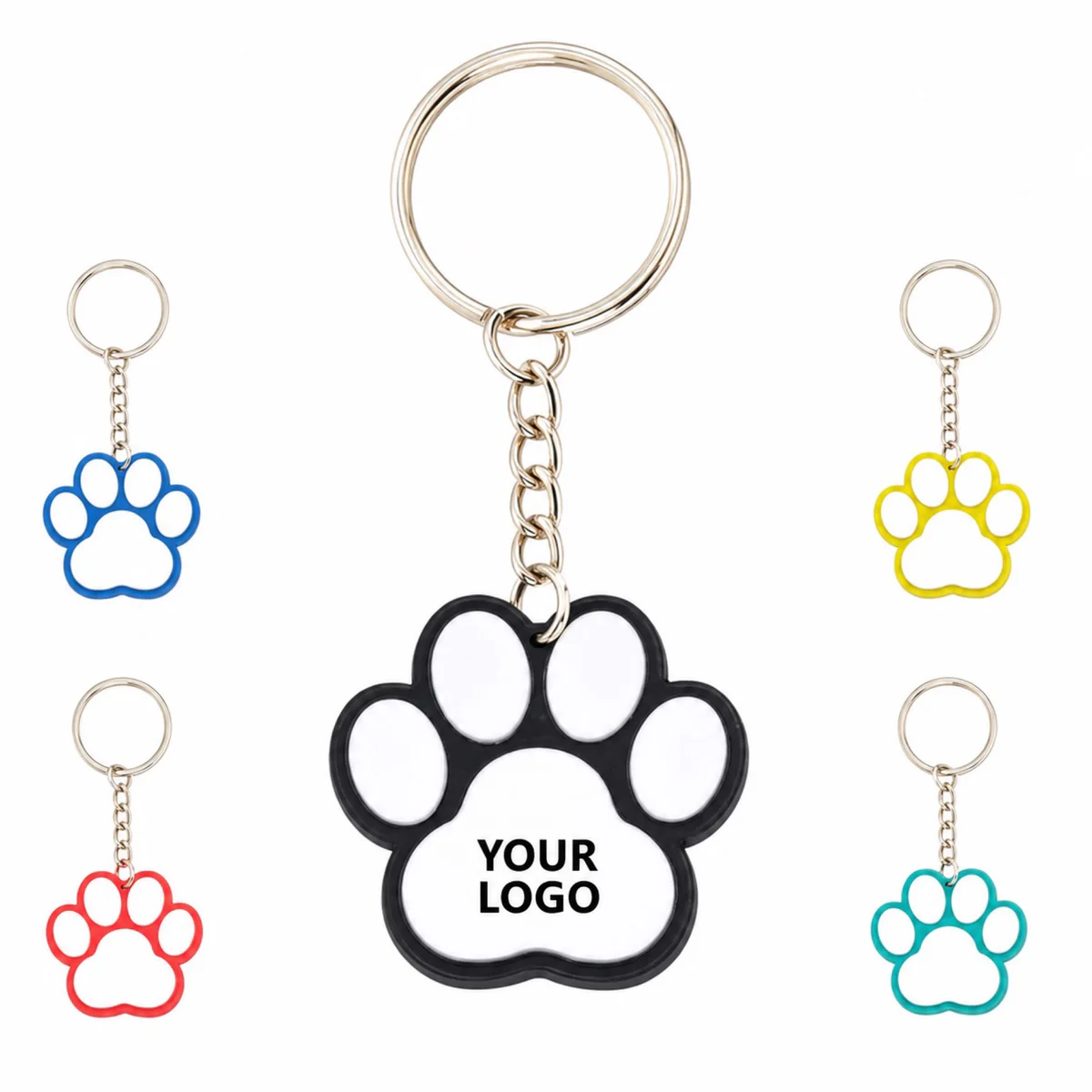 Paw Print Vinyl Key Tag With Split Ring