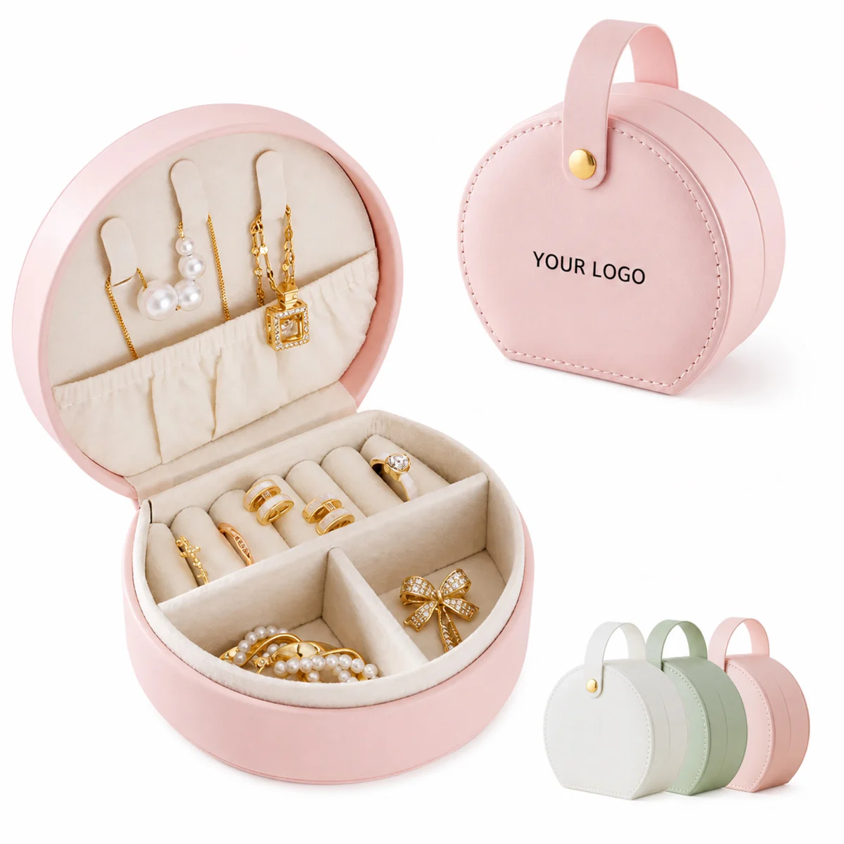 PU Leather Portable Travel Jewelry Organizer Box