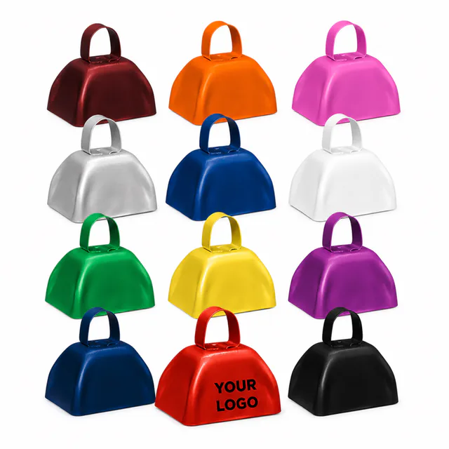 3" Metal Cowbell Assorted Colors Pad Printed